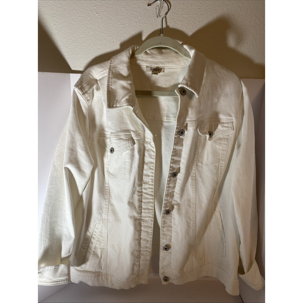 Style & Co Denim White Jacket XL‎ L1